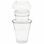BIO Trinkbecher 300ml + Domdeckel+ 90ml Einsatzbecher stapelbar PLA, 100 Stk.