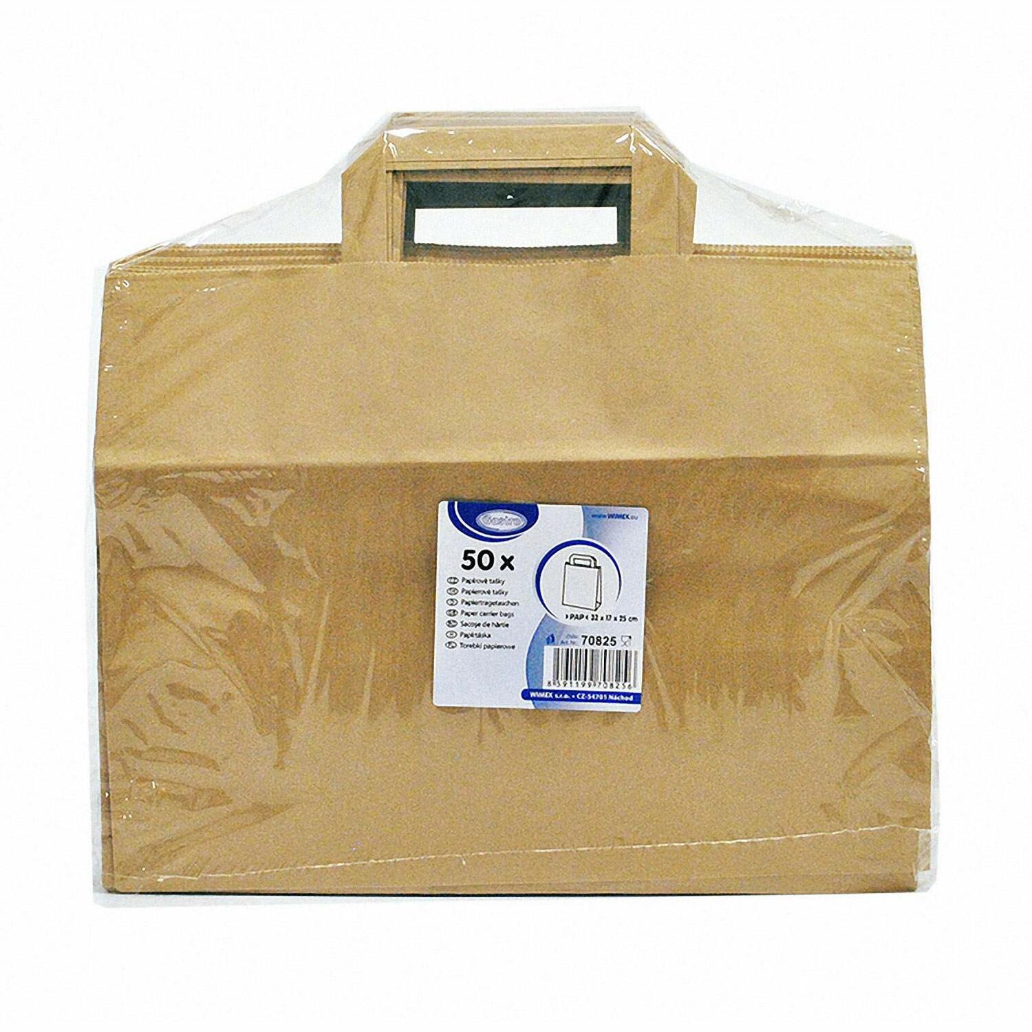 GASTRO Papiertragetaschen 27 x 32 x 16 cm mit EAN-Code braun,  50 Stk.