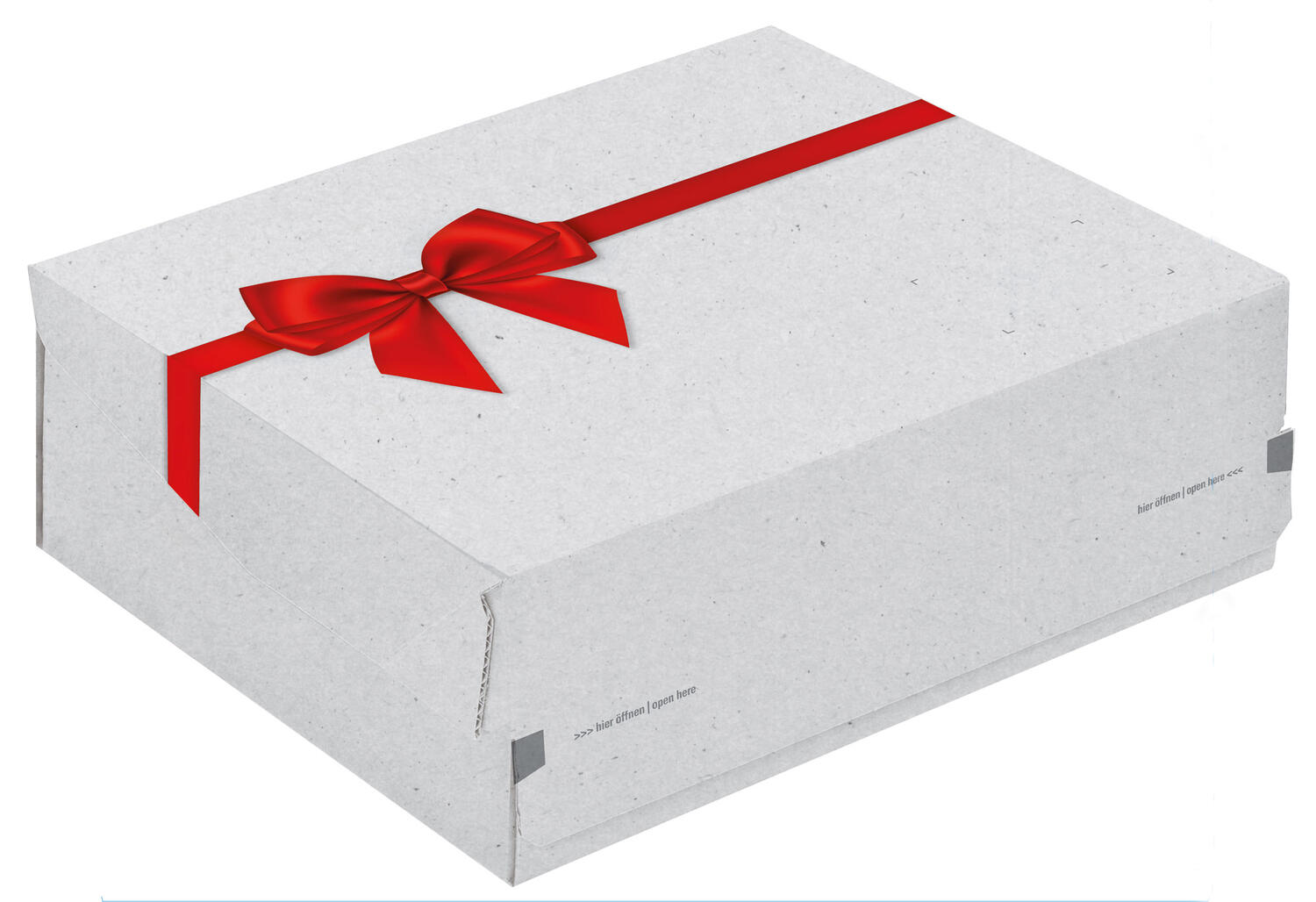 ColomPac Geschenkbox 373 x 298 x 130mm Selbstklebeverschluss & Aufreifaden offsetbedruckt wei