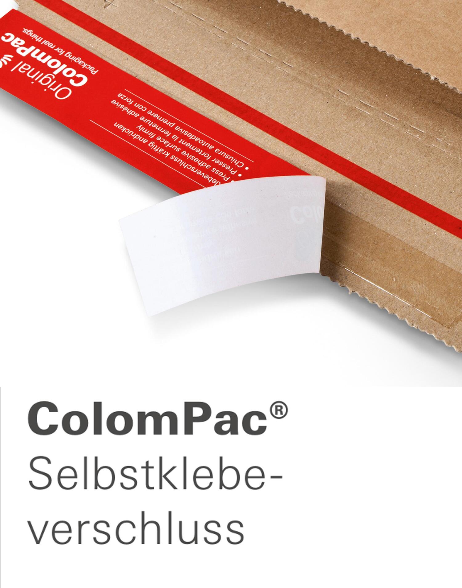ColomPac Universalverpackung Wickelverpackung starke B-Welle 328 x 200 x -100mm mit Selbstklebeverschluss & Aufreifaden