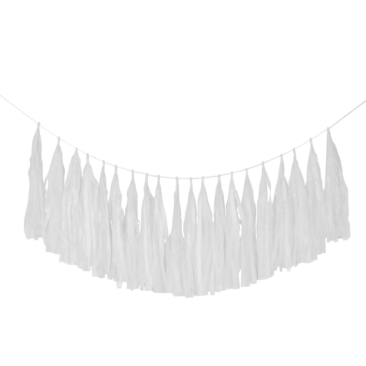 Tassel-Girlande aus Papier wei 3m, 1 Stk.