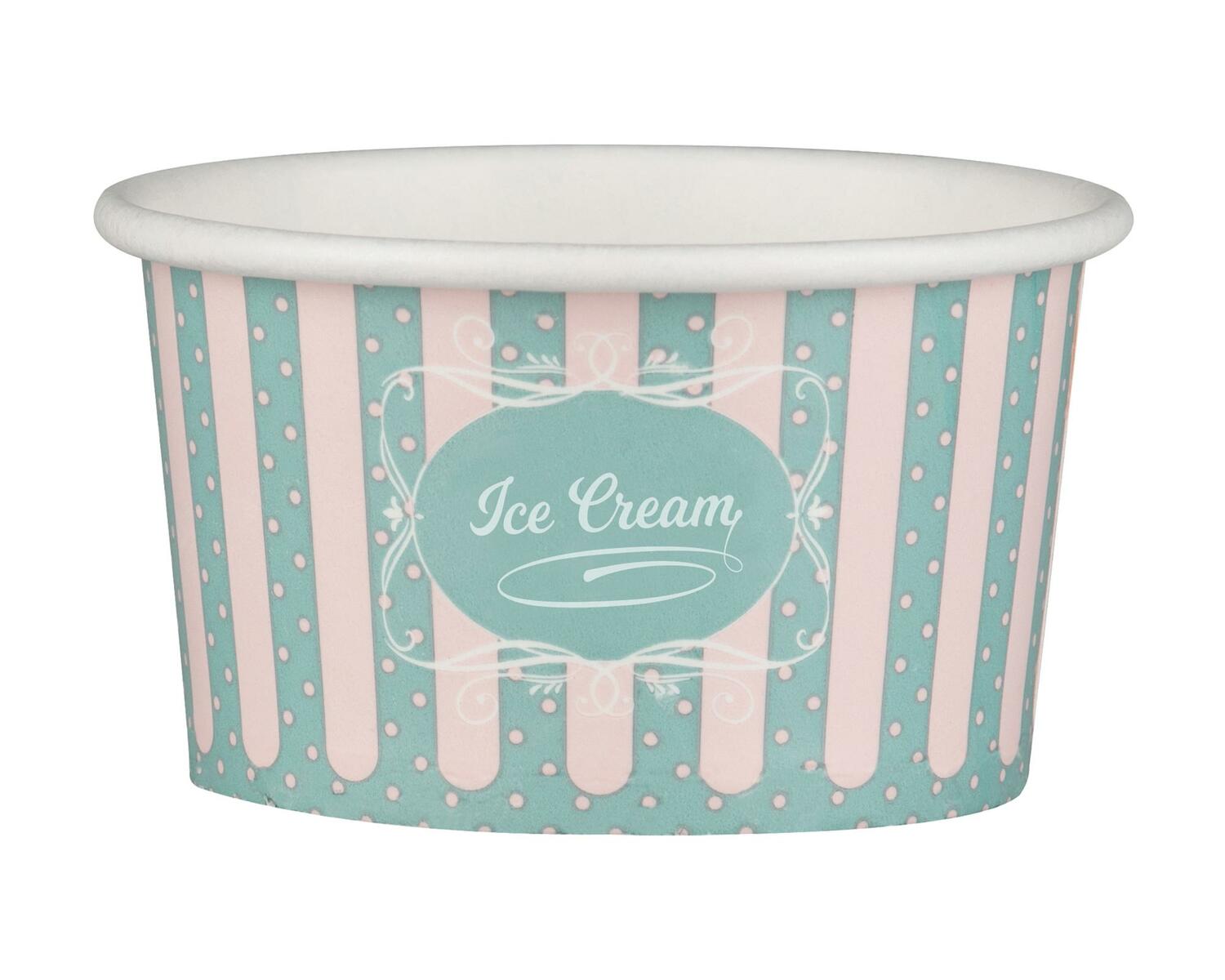 Eisbecher aus Papier Patisserie ICE CREAM Motiv 180 ml 6oz mit Deckel, 100 Stk.