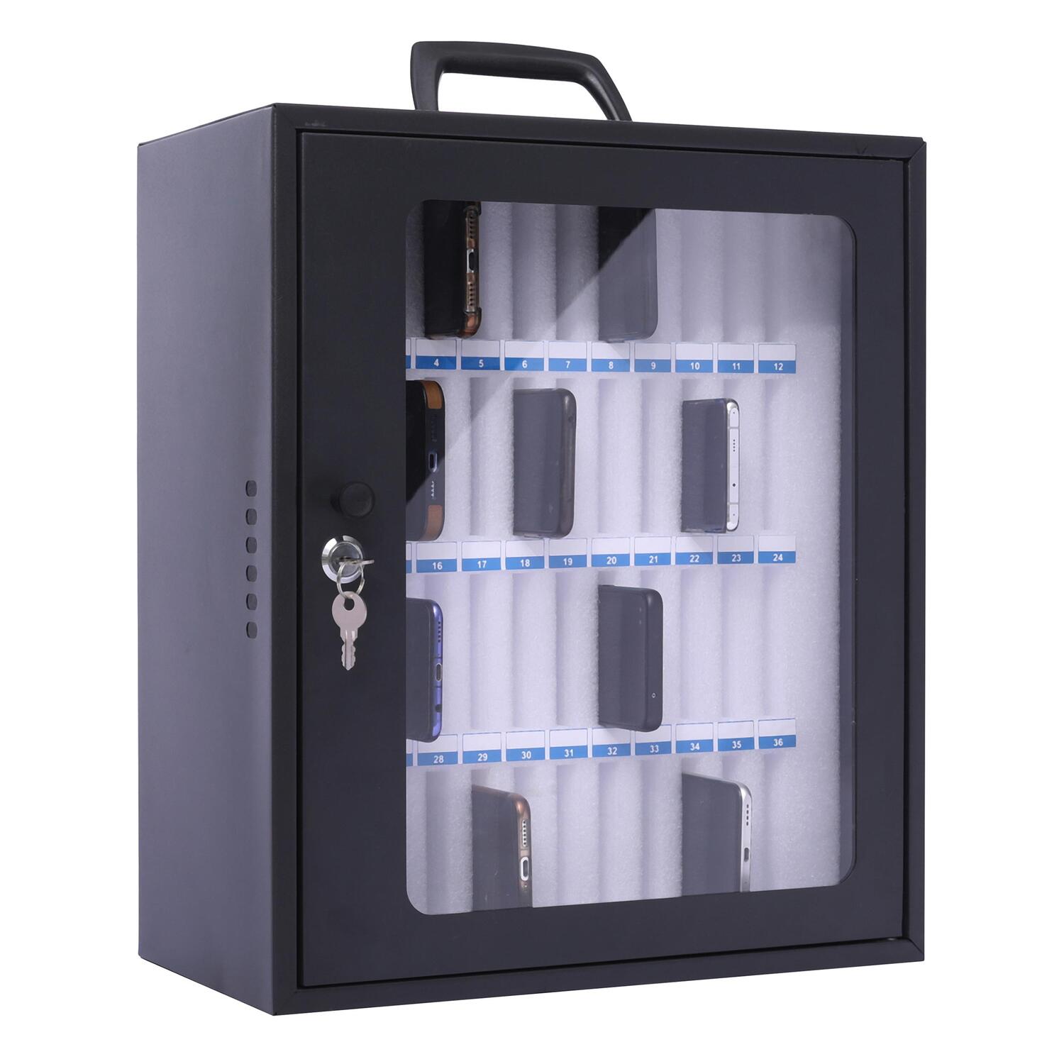 Smartphone-Schrank f�r 48 Smartphones, abschlie�barer Aufbewahrungsschrank dunkelgrau