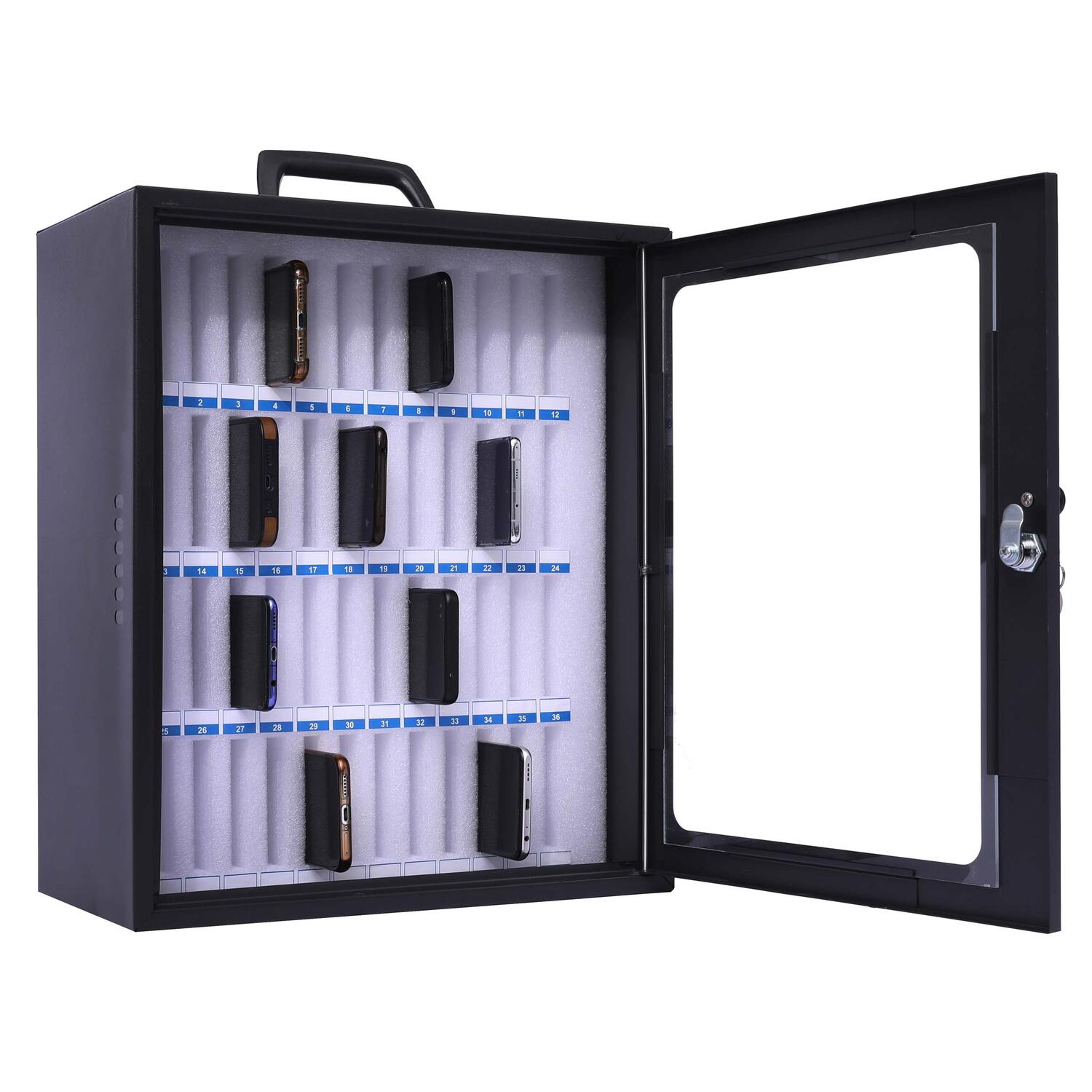 Smartphone-Schrank f�r 48 Smartphones, abschlie�barer Aufbewahrungsschrank dunkelgrau