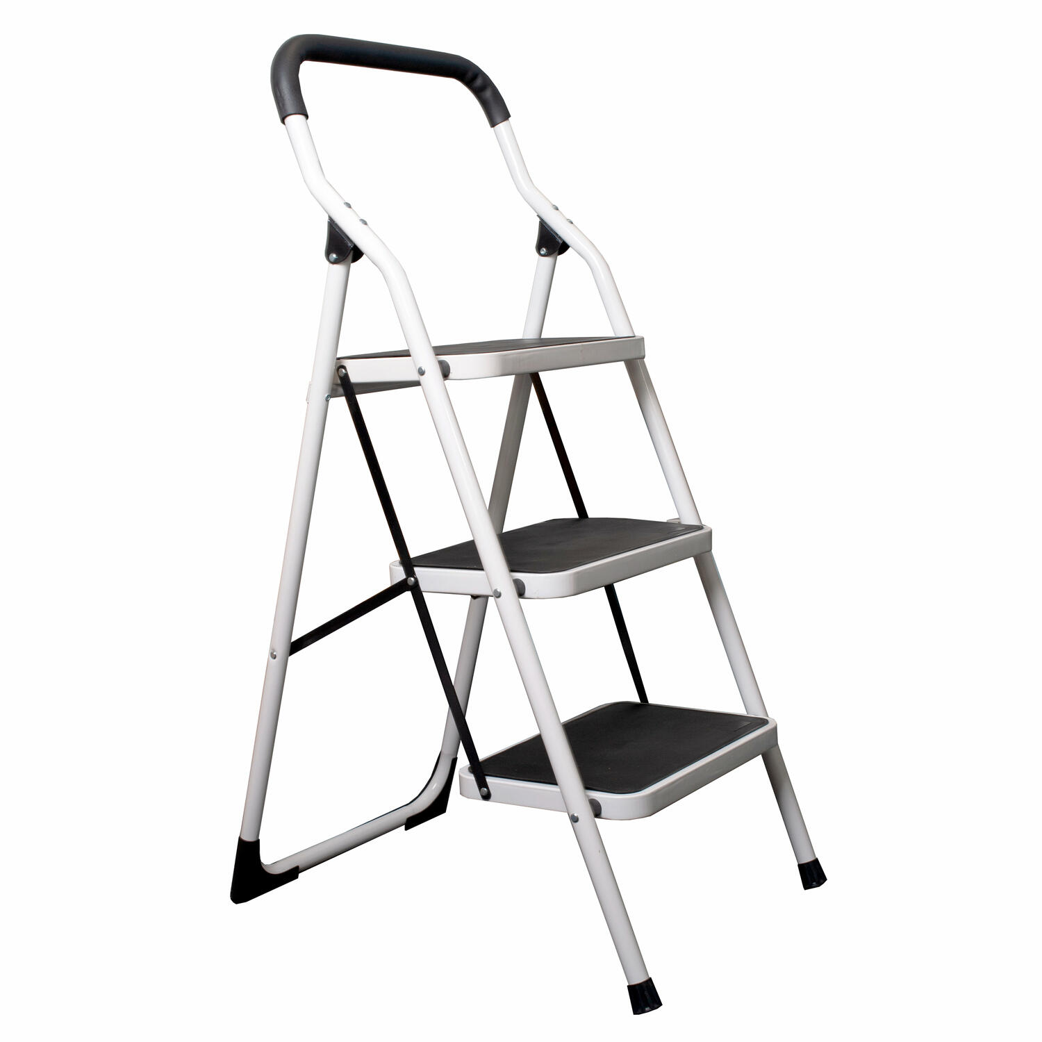 Premium 3-Stufen Haushaltsleiter Stehleiter Klappleiter 113cm aus Stahl