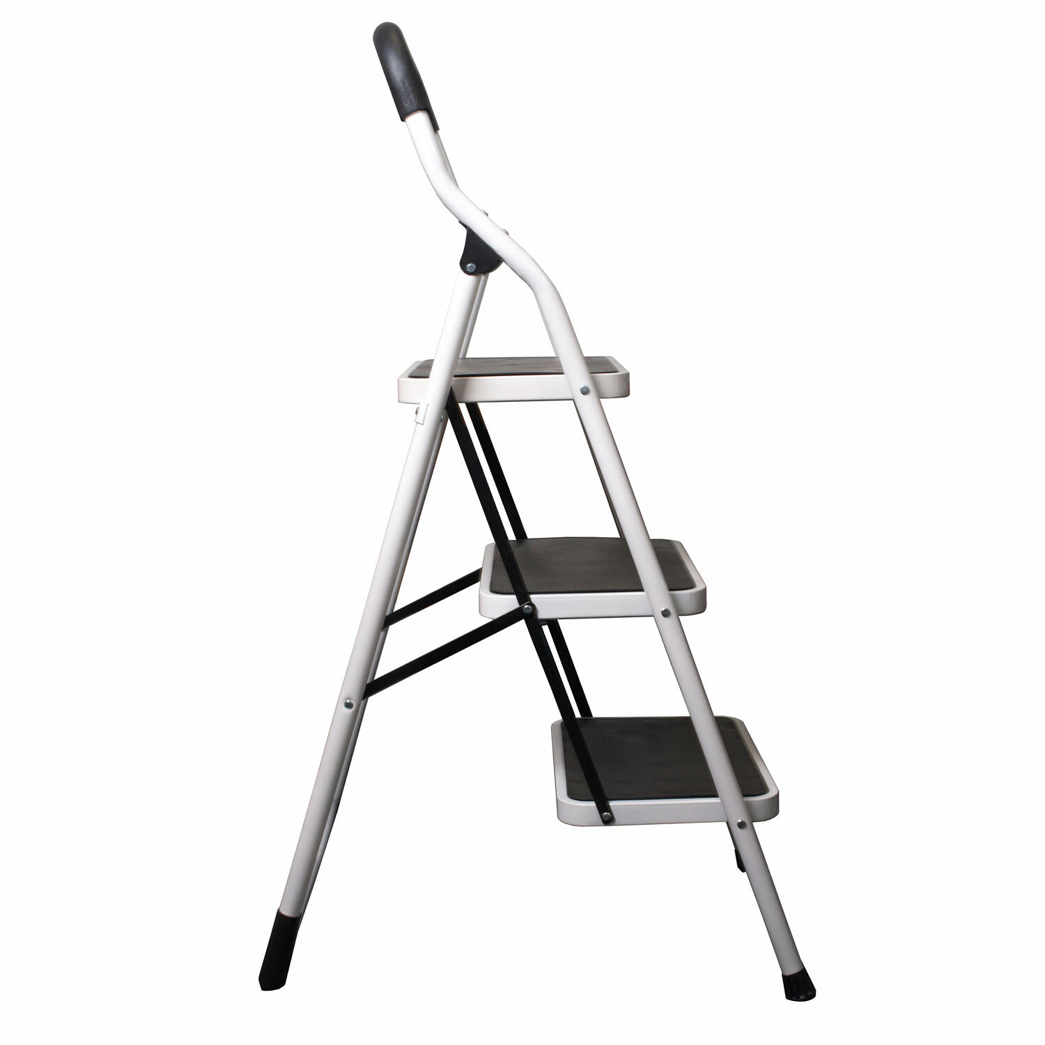 Premium 3-Stufen Haushaltsleiter Stehleiter Klappleiter 113cm aus Stahl