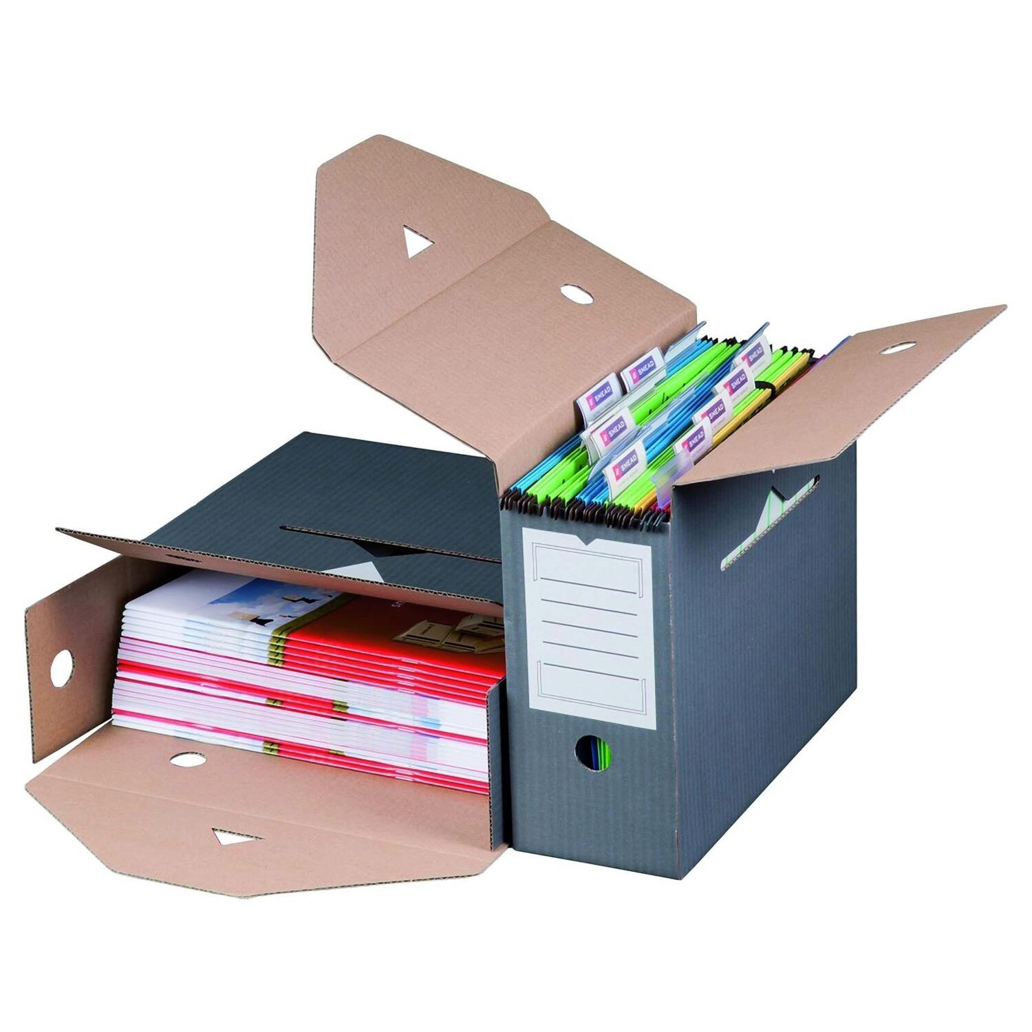 Archivbox fr Hngemappen 330x120x265mm wiederverschliebar anthrazit