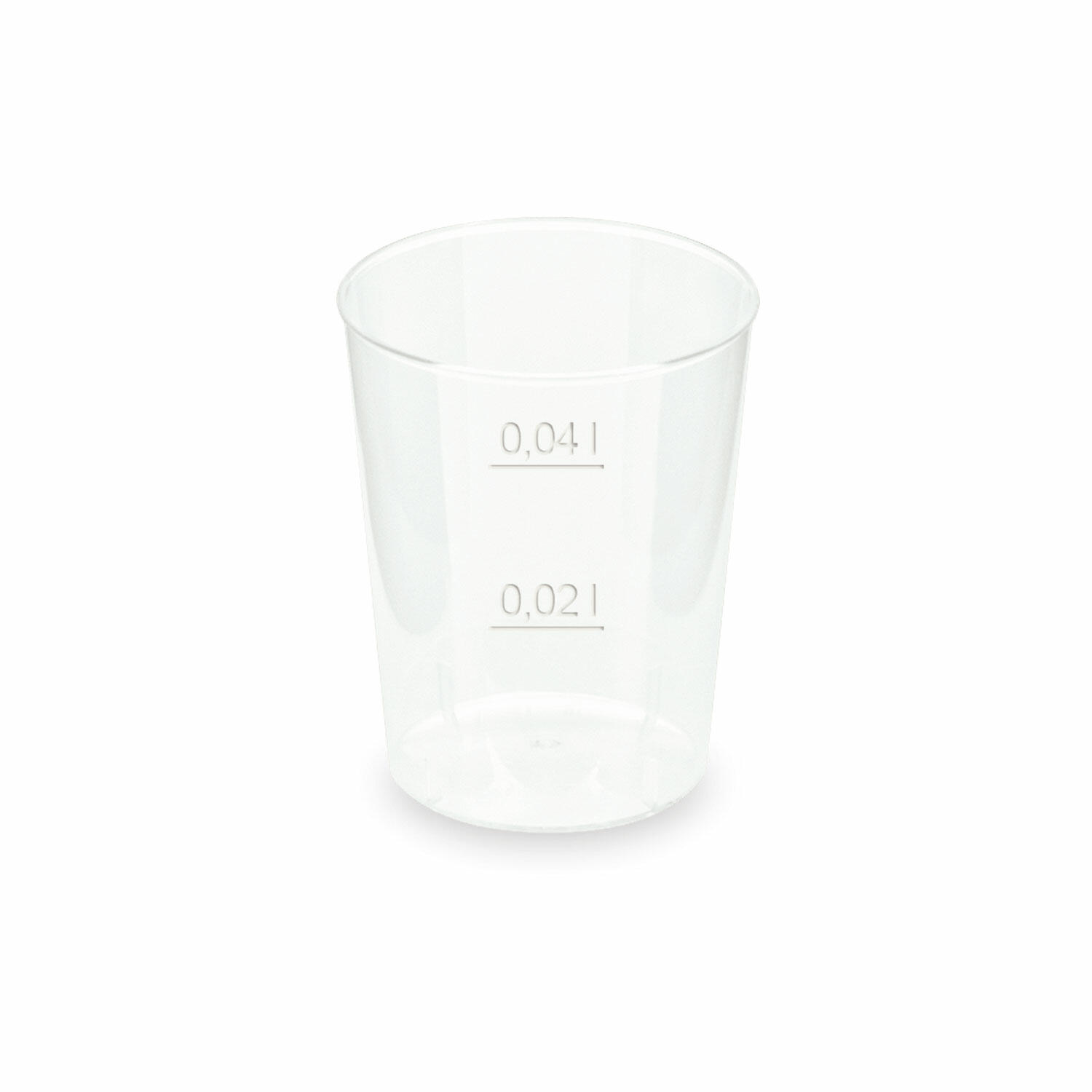 Mehrwegbecher Pfandbecher Shotglas Schnaps PP Eichstriche 2 cl 4 cl,  50 Stk.