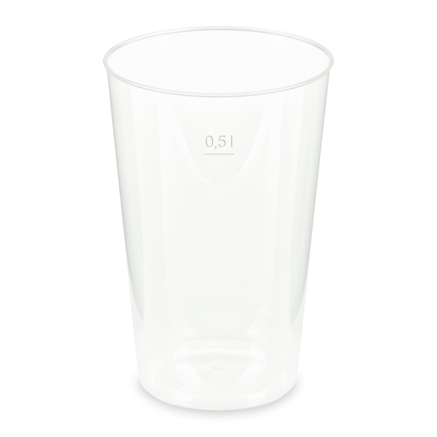 Mehrwegbecher Pfandbecher transparent stabil+ PP 0,5L Eichstrich  93mm, 12 Stk.