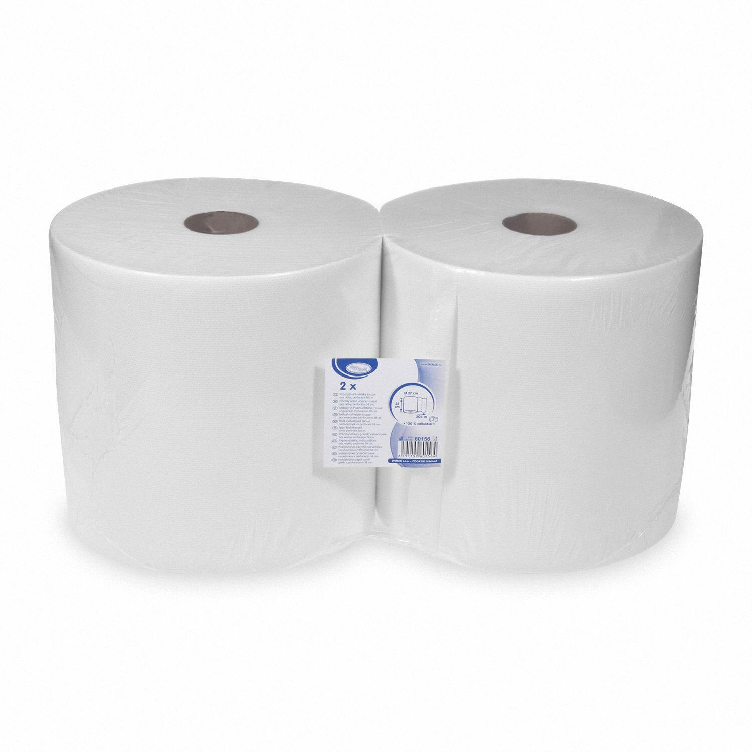 Industrie-Putztuchrolle glatt Tissue 2-lagig  26 x 38cm x 304m wei, 2 Stk.