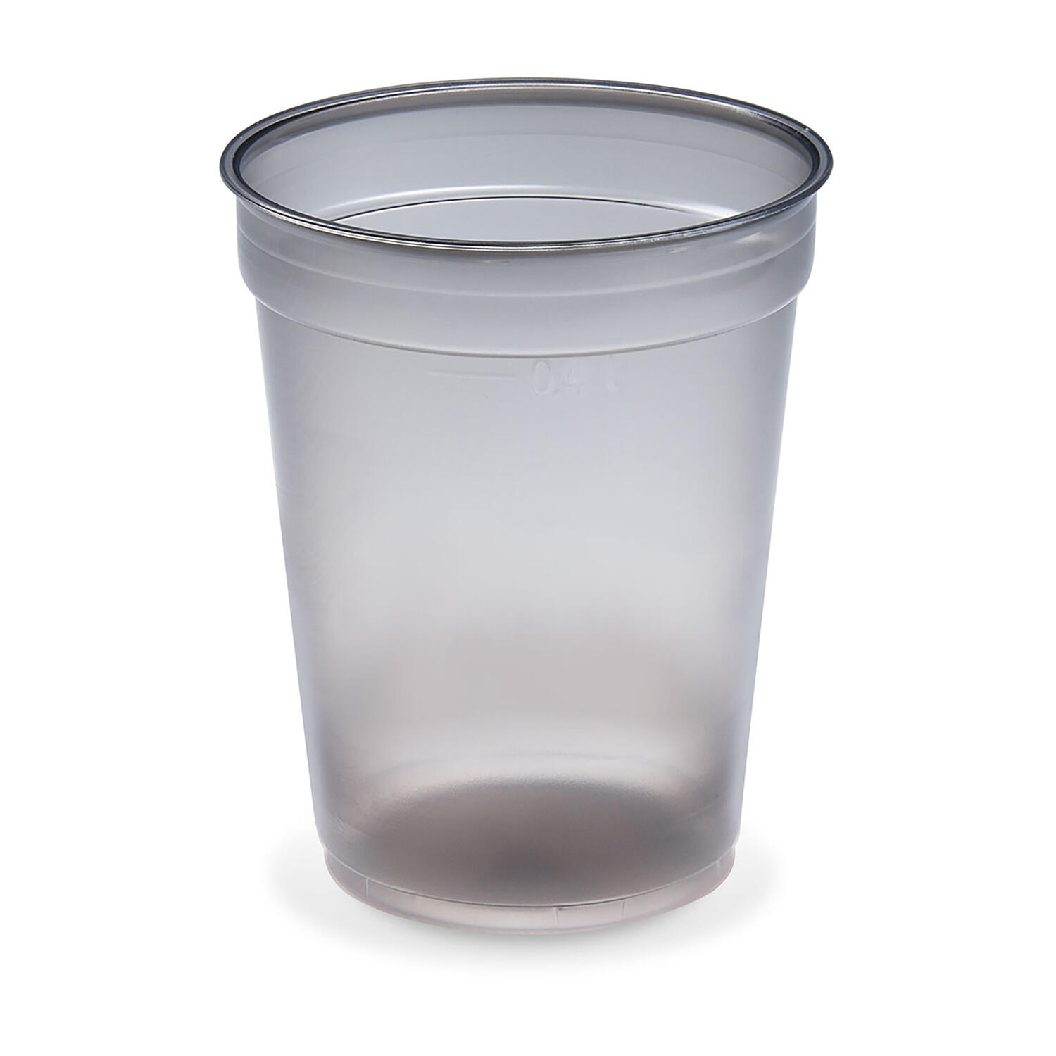 Mehrwegbecher Pfandbecher rauch-grau transparent PP Eichstrich 0,4l �95mm, 25 Stk.
